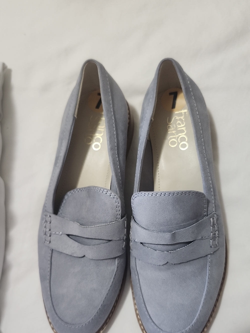 Franco Sarto Women's Light Gray Suede Penny Loafers